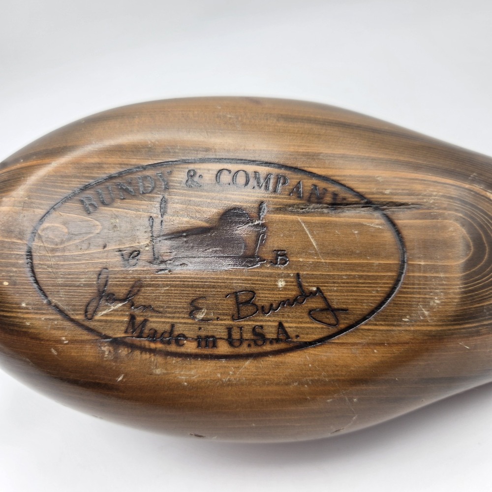 Vintage Bundy & Company John E. Bundy Wooden Duck Decoy Carving Signed - Picture 12 of 15